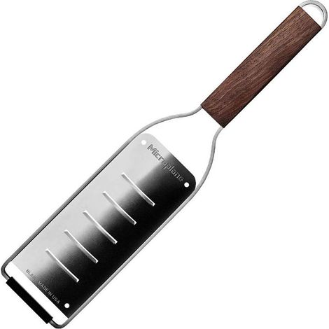 Microplane 43306 Master Grattugia Piatta Lama in Acciaio Inox Manico in Legno con Gancio per Appendere colore Acciaio Inox Legno