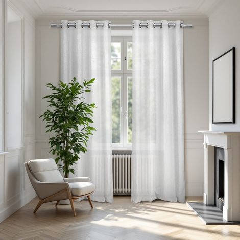 ALMERIA - Rideau Voilage Aspect Lin & Effet Filtrant 140x240 cm