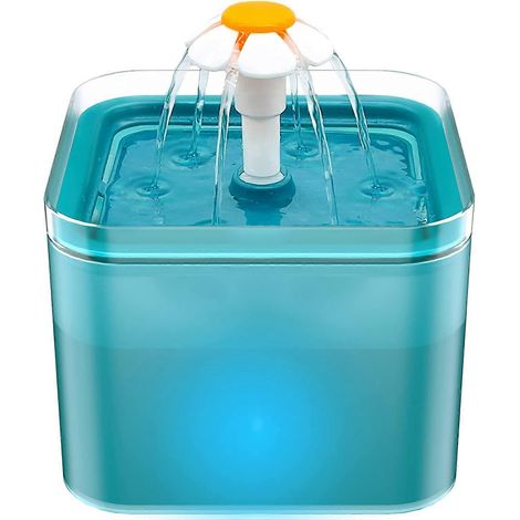 Ultrastille drinkfontein voor katten, fontein met ledverlichting, 2 liter, meervoudig filtersysteem, geeft stromend water, drie waterstraalstanden. (1/5)