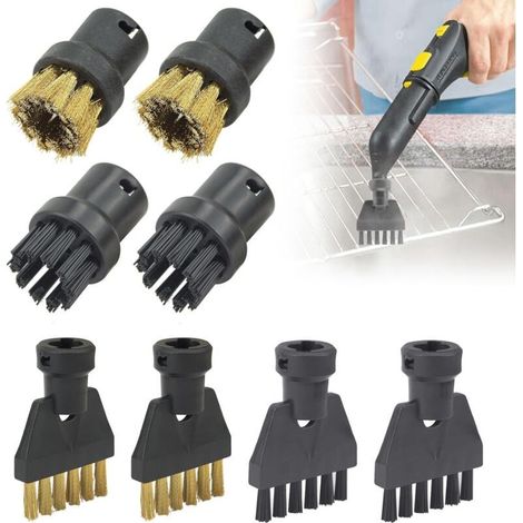 Lot de 8 accessoires pour nettoyeur vapeur Kärcher SC1, SC2, SC3, SC4, SC5, nettoyeur vapeur à main, brosse de nettoyage puissante, brosse ronde, grande buse d'embout, buses d'alimentation, pour (1/4)