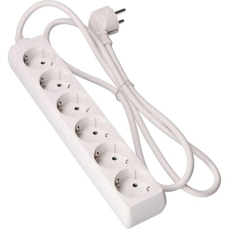 Multiprise 6 Prises T/TL 10/16A Type F 1,5 m, câble Ø3 x 1,5 mm, idéal pour connecter Plusieurs appareils électriques.