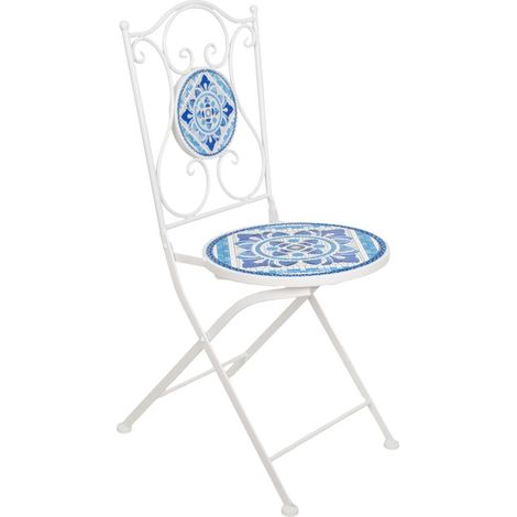 Signes Grimalt Silla Exterior Muebles  Silla Mosaico Mueble Auxiliar Azul 53x39x89cm 36975