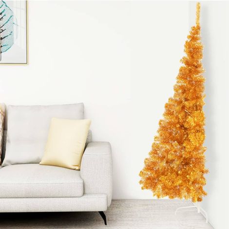 Demi Sapin de Noël artificiel avec support,Arbre de Noël Doré 240 cm PVC -WYW97111 (1/5)