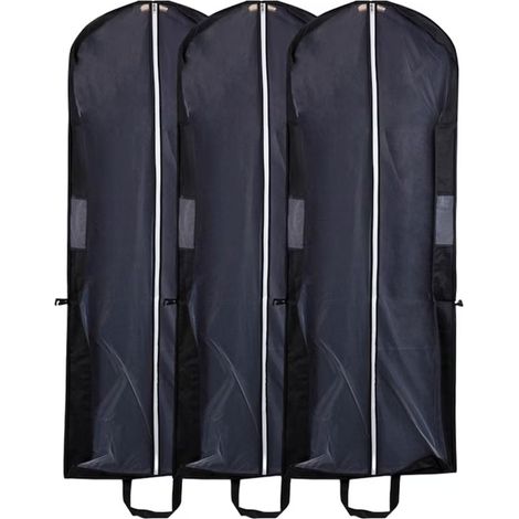 Lot de 3 sacs à vêtements, Yongziming, 180 x 65 x 15 cm, Noir - Lot de 3 sacs à vêtements, Yongziming, 180 x 65 x 15 cm, Noir (1/5)