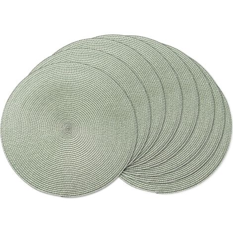 Lot de 8 Sets de Table Ronds tressés de 38,1 cm pour Tables de Salle à Manger, tissés naturels, résistants à la Chaleur, Vert Sauge'Vert Sauge 15 inches set of 8'Vert Sauge'15 inches set of 8 (1/5)