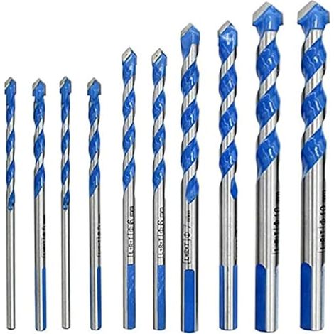 10 Pcs Foret, Foret De Maçonnerie En Carbure De Tungstène Set Pour Métal Acier, Tuile De Céramique Porcelaine, Béton, Brique, Plastique Et Bois - 6/8/10 / 12mm