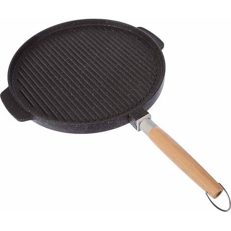 Bistecchiera doppia faccia piastra griglia per arrostire barbecue antiaderente   alluminio pressofuso nero D 32 (1/4)