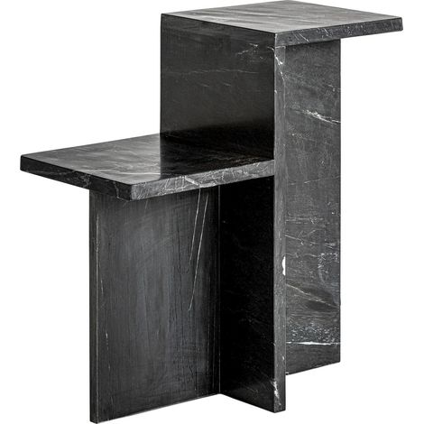 Table basse art déco en marbre noir finition artisanale - Marbre noir veiné blanc (1/5)