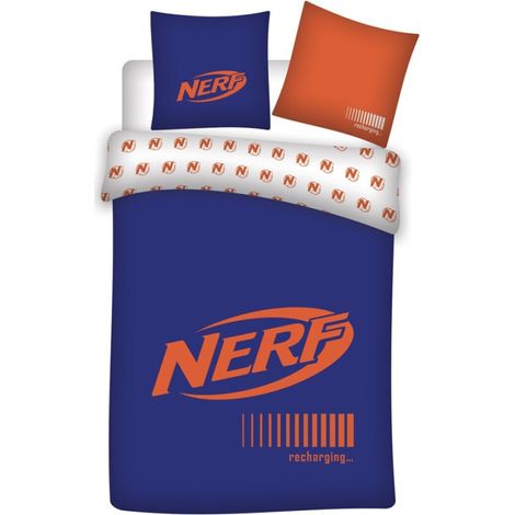 Parure de lit réversible Nerf - Orange et Bleue - 140 cm x 200 cm (1/2)