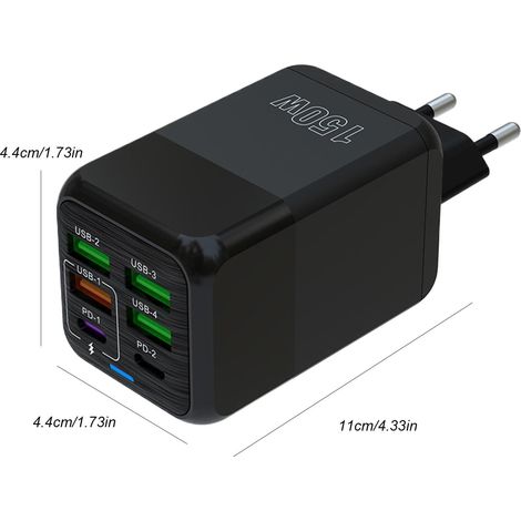 Caricabatterie multiporta rapido a 6 porte per laptop e telefoni - Stazione di ricarica universale - ALTRO (1/4)