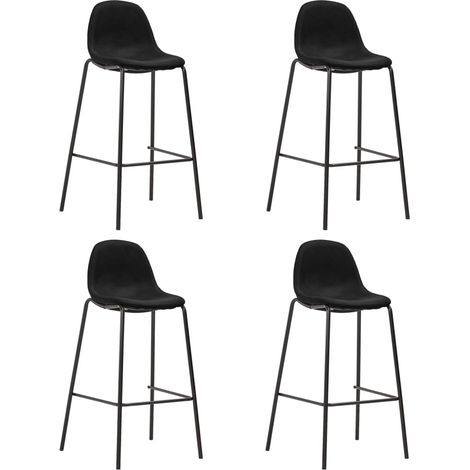 Conjunto de 4 taburetes altos de bar en tela negra y metal DEC029427