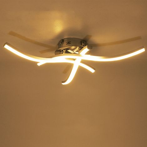 Plafonnier LED moderne, plafonnier à vagues encastré 18 W, plafonniers design trifurqués, lumière blanche chaude (1/5)