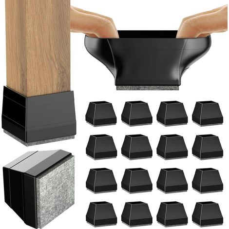 Lot de 24 protections carrées pour pieds de chaise, patins en silicone pour meubles et sols en bois, protègent les pieds de chaise et les sols en bois, protègent également les pieds de table mobiles. (1/4)