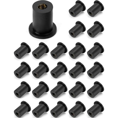 Écrous à sertir caoutchouc M5, lot de 25 inserts laiton, bagues d'ancrage expansives pour fixation légère, visserie de précision. (1/3)