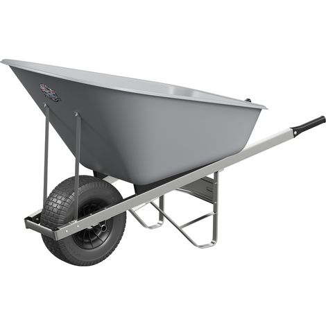 Agri Barrow Wheelbarrow 160 Litre Plastic Tub Puncture Proof Fat Tyre Grey