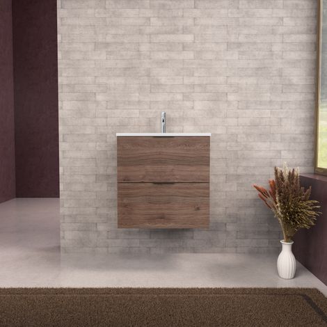 Inda - Mobile bagno L.60 con lavabo opaco / Rovere castano 2