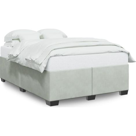 Lit double  Lit adulte  Cadre de lit sans matelas gris clair 160x200 cm velours (1/5)