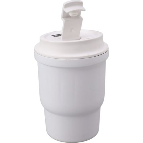 Metall-Kaffeebecher 450 ml, weiß, lebensmittelechtes Silikon, doppelwandig, rutschfest, Edelstahl, ideal für Camping, Reisen und Auto (1/5)