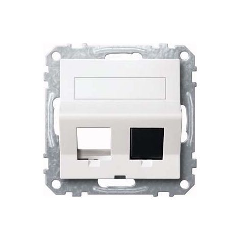 MERTEN MEG4568-0319 SORTIE INCLINÉE 2 F. AVEC BAGUE DE SUPPORT ET SCHRIFTF. F. MODULAR JACK, BORNE ENFICHABLE BRILLANTE., SYS. M