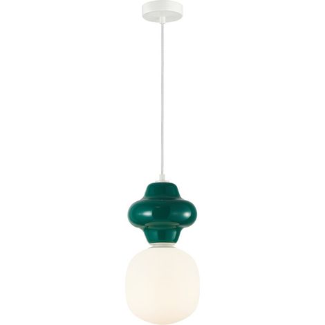 Lampada a sospensione Art Déco ceramica verde Ø18 E14 Italux (1/4)
