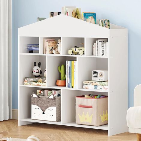 Bibliothèque pour Enfant Étagère Enfant Étagère à Jouets Rangement pour Livres et Jouets Meuble Enfant Meuble de Rangement pour Chambre d’enfant avec 9 Compartiments, 100x103x30cm