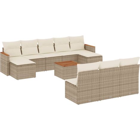 Maison Exclusive - Set de sofás de jardín 11pzas con cojines ratá (1/3)