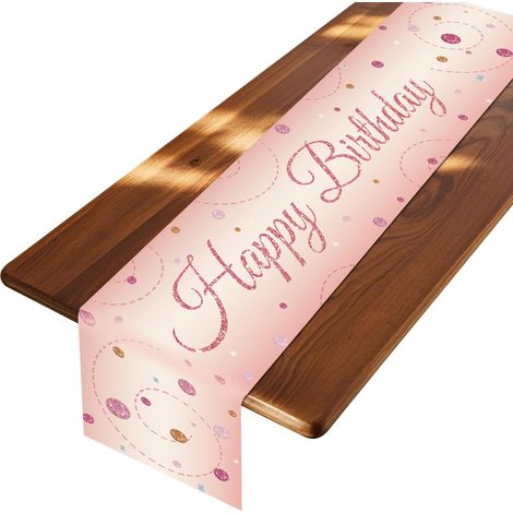 Chemin de table Happy Birthday - Décoration de table d'anniversaire - Or rose - 180 x 33 cm (1/5)
