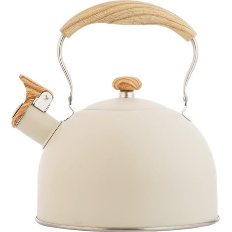 Bouilloire Sifflante 2.5L Acier Inoxydable Induction Gaz Beige (1/3)