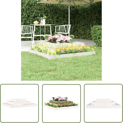 The Living Store Jardinière Blanc 110x110x27 cm Bois massif de pin - Jardinier - Pots De Fleurs - Plante - Balcon - Terrasse (1/5)