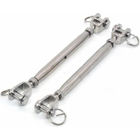 Lot de 2 tendeurs M6 en acier inoxydable 304 avec fermeture magnétique, tendeur de câble en acier inoxydable, tendeur avec extrémités soudées et fermées, vis de blocage en acier inoxydable, tendeur à (1/4)