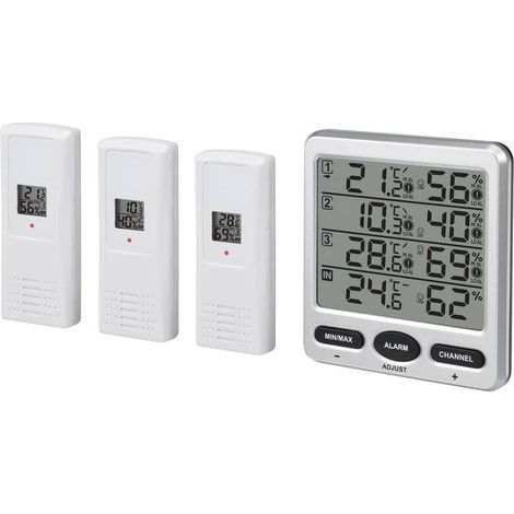 Thermohygromètre - avec trois capteurs à distance - Thermohygromètre numérique LCD sans fil pour intérieur et extérieur (1/5)