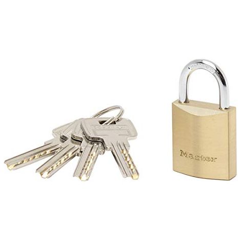 Master Lock 2930EURD Lucchetto a Chiavi con Corpo Spesso in Ottone Massiccio, Oro, 5.5 x 3 x 1.4 cm (1/4)