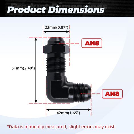 Kfz-Modifikationsteile 0° 90° Aluminiumlegierung Stecker und Buchse Adapter für Ölkühlung - AN8-AN8-90° (1/4)