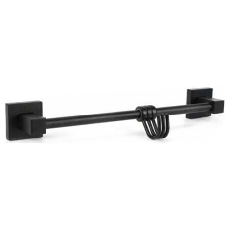 PORTE-SERVIETTES 3 CROCHETS SUPPORT MEUBLE SALLE DE BAIN MAISON CUISINE NOIR 02113 (1/2)