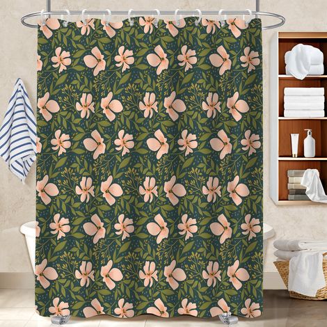 Ensemble rideau de douche polyester avec anneaux 180x180 montage sans perçage rideau séchage rapide pour maison secondaire (1/5)