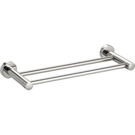 Porte-serviettes double, porte-serviettes de salle de bain, 40 cm, double barre, porte-serviettes mural, acier inoxydable SUS304, finition brossée. (1/4)