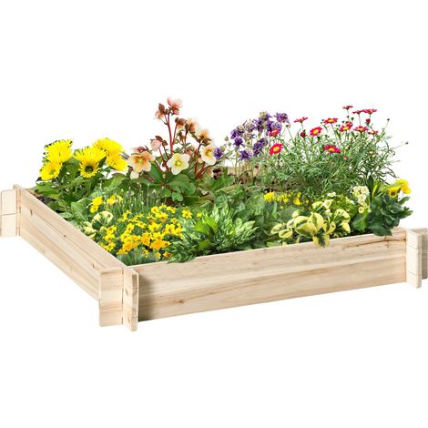 Jardinière, Matériau en Bois de Sapin, Dimensions Totales : 100x100x16 cm, Dimensions Intérieures : 85x85x16 cm, Épaisseur des Planches : 1,4 cm, Design Sans Fond (1/5)