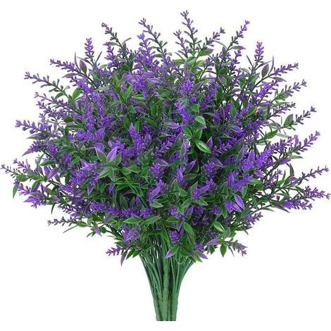 12 Pack Artificial Lavender Plants for Indoor and Outdoor Use, UV Resistant Plastic, Artificial Flowers and Plants, Bouquets for Floral Arrangements, Wedding and Home Decorations (1/5)