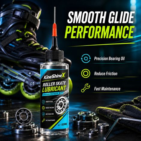 KineShineX roller skate lubricant, inline skate bearing protectant to reduce wear and improve smoothness. (1/4)