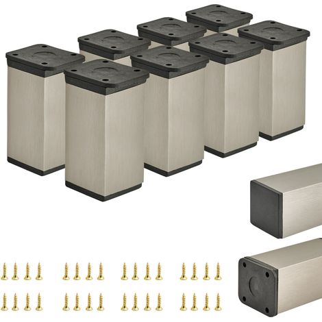 8 gambe per mobili base  Sezione trasversale 40x40 mm  Altezza - 80 mm  Colore: Acciaio inox + Viti incluse (1/5)