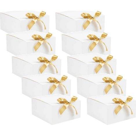 Lot de 10 boîtes cadeaux blanches avec couvercles, 20 x 20 x 10 cm, boîte de demande en mariage pour garçons d'honneur (1/5)