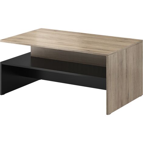 Mesa de centro Serodeu 103, Roble sanremo + Negro, 45x60x100cm, Diámetro: 0, Aglomerado laminado, Angular