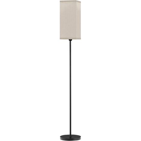Stehlampe für den Innenbereich, Wohnzimmer-Stehlampe mit beigefarbenem Lampenschirm in Leinenoptik, Fußschalter, Ø 25 x 161,5 cm, schwarz - Crezuo