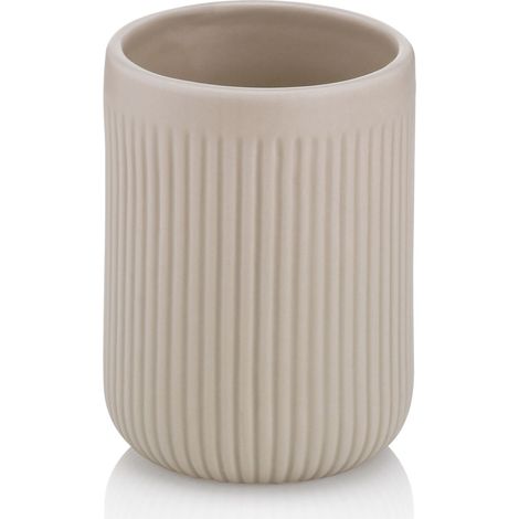 Taza para cepillo de dientes, cerámica, diámetro 7,5 x 10 cm, beige / Kela (1/4)