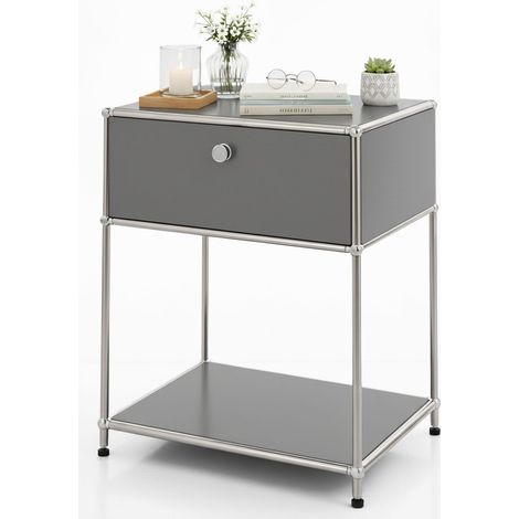 Metallregal Concept Epure MK-139 Beistell- & Aufbewahrungsregal mit Schublade & Ablagen Grau