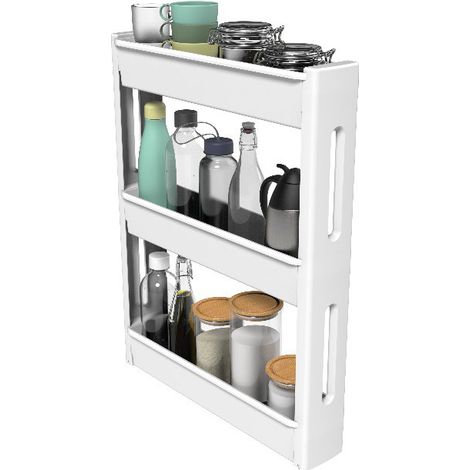 Resserre mobilo XS extra étroite - 4 roulettes - Blanc - 55.2 x 12 x H 70.5 cm - Livraison gratuite (1/5)