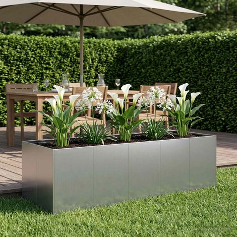 vidaXL Cache-pot de jardin Argenté 200 x 80 x 60 cm Acier galvanisé (1/5)