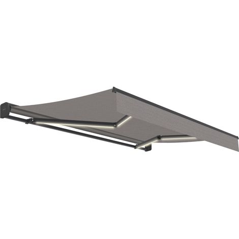Store banne motorisé LED Dark Vivant 5x3 m gris pierre