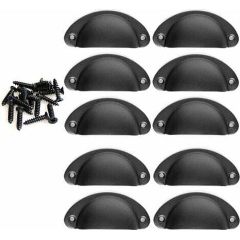 Poignées de Tiroirs Vintage en Fer Courbé Lot de 10 Boutons Coquille pour Armoire Cuisine Meuble - (1/5)