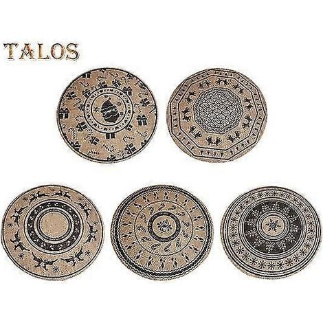 Lot de 5 sets de table tricotés de Noël, antidérapants, résistants à la chaleur, indéformables, faciles à nettoyer, dessous texturé. (1/5)